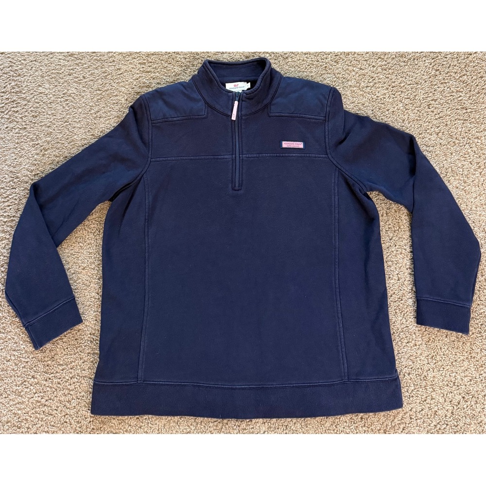 Vineyard Vines Womens XL Navy Blue 100% Cotton Quarter Zip Pullover Sweatshirt
